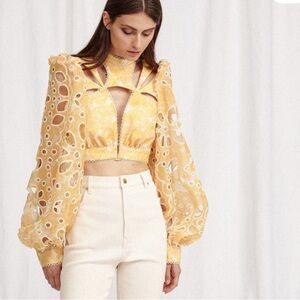 NWT Acler Yellow and White Cut Out Blouse